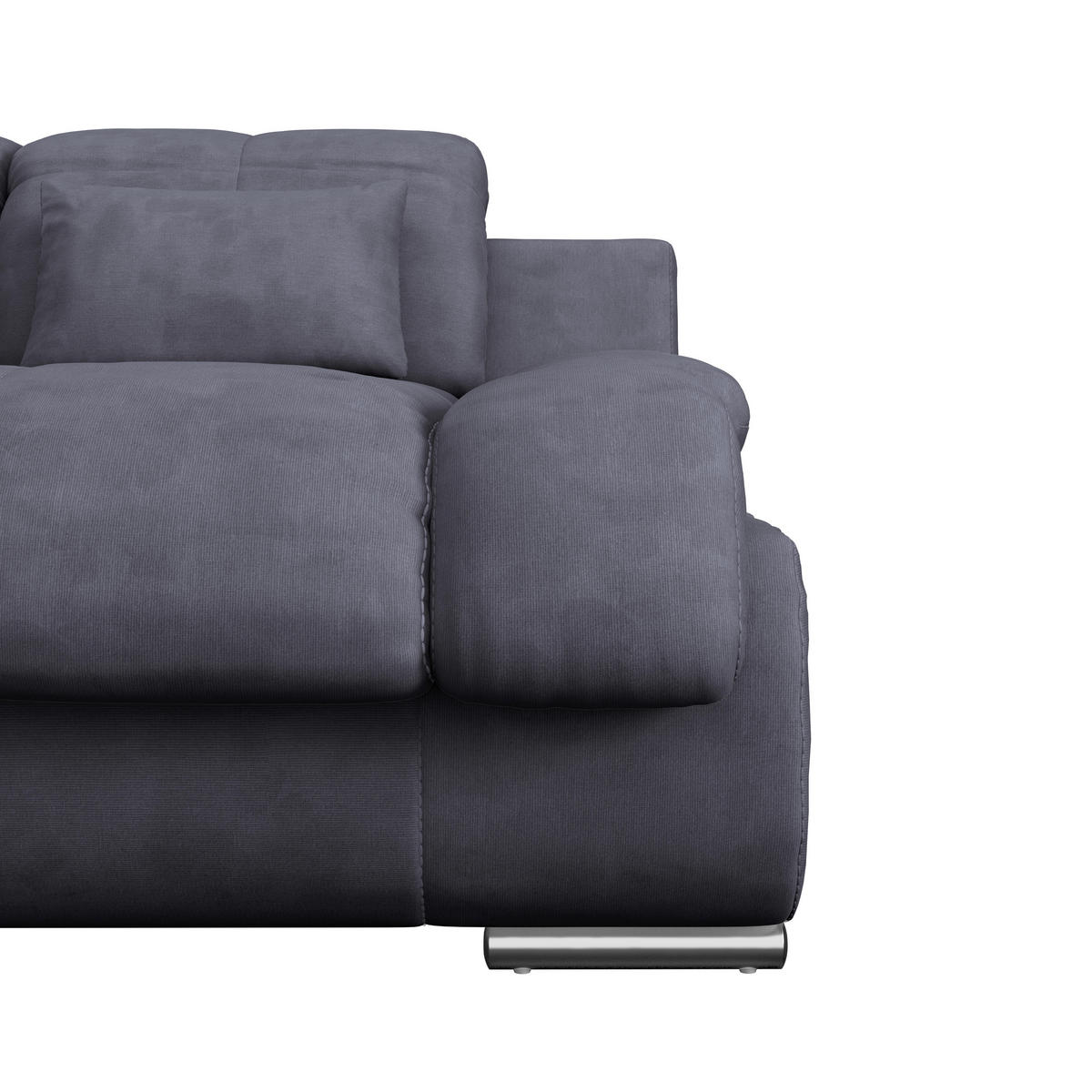 WOHNLANDSCHAFT Dunkelblau Mikrofaser  - Chromfarben/Dunkelblau, MODERN, Textil/Metall (228/345/184cm) - MID.YOU