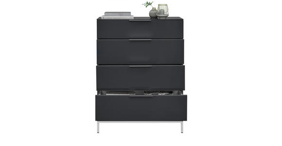 KOMMODE in 90/101/40,5 cm - Anthrazit/Alufarben, Design, Glas/Holzwerkstoff (90/101/40,5cm) - Voleo