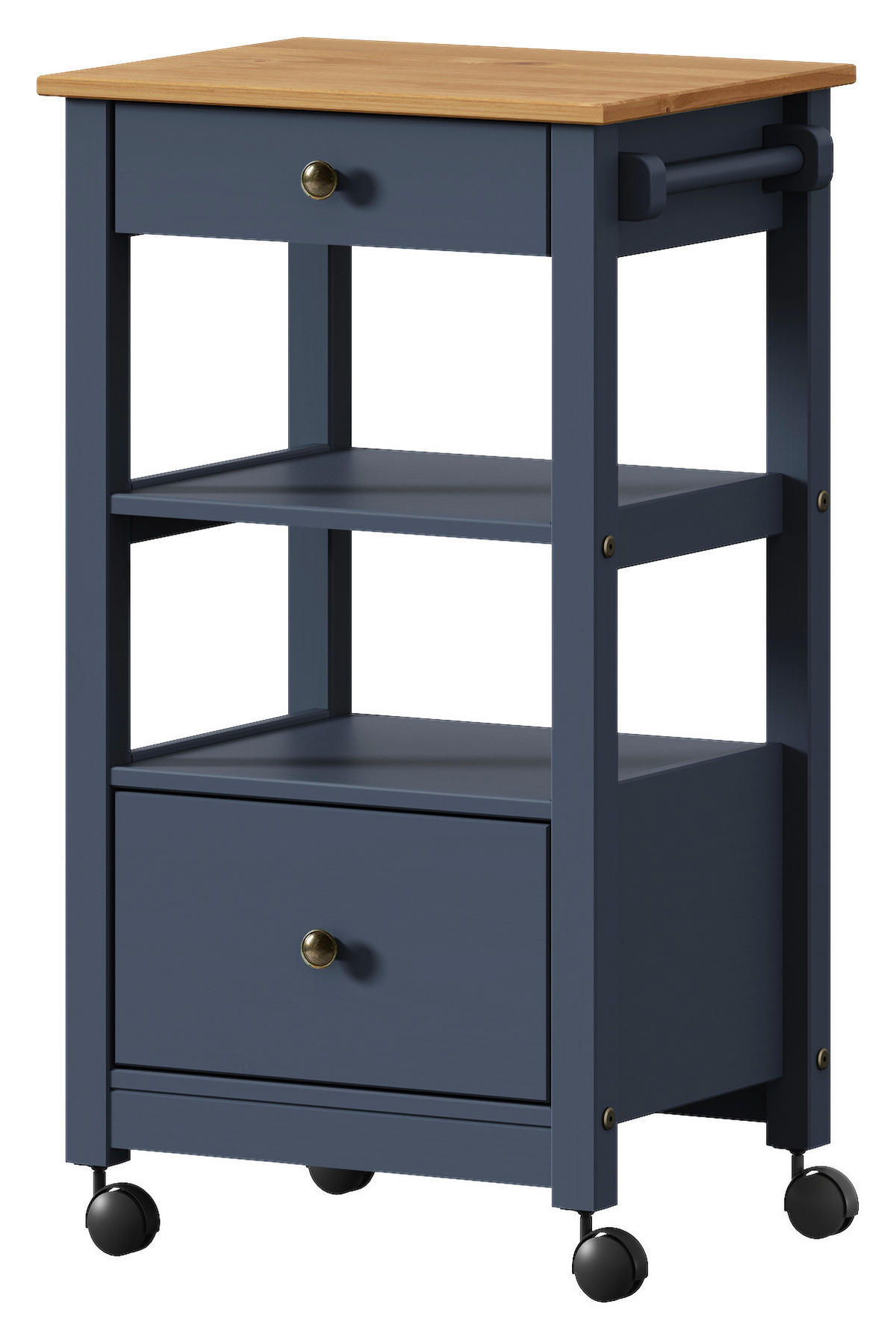 SERVIERWAGEN Kiefer massiv Braun, Grau  - Dunkelgrau/Zinkfarben, MODERN, Holz/Kunststoff (50/90,6/40cm) - Livetastic