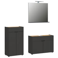 BADEZIMMER 3-teilig  in 151 cm  - Eichefarben/Schwarz, MODERN, Holzwerkstoff/Kunststoff (151cm) - Germania