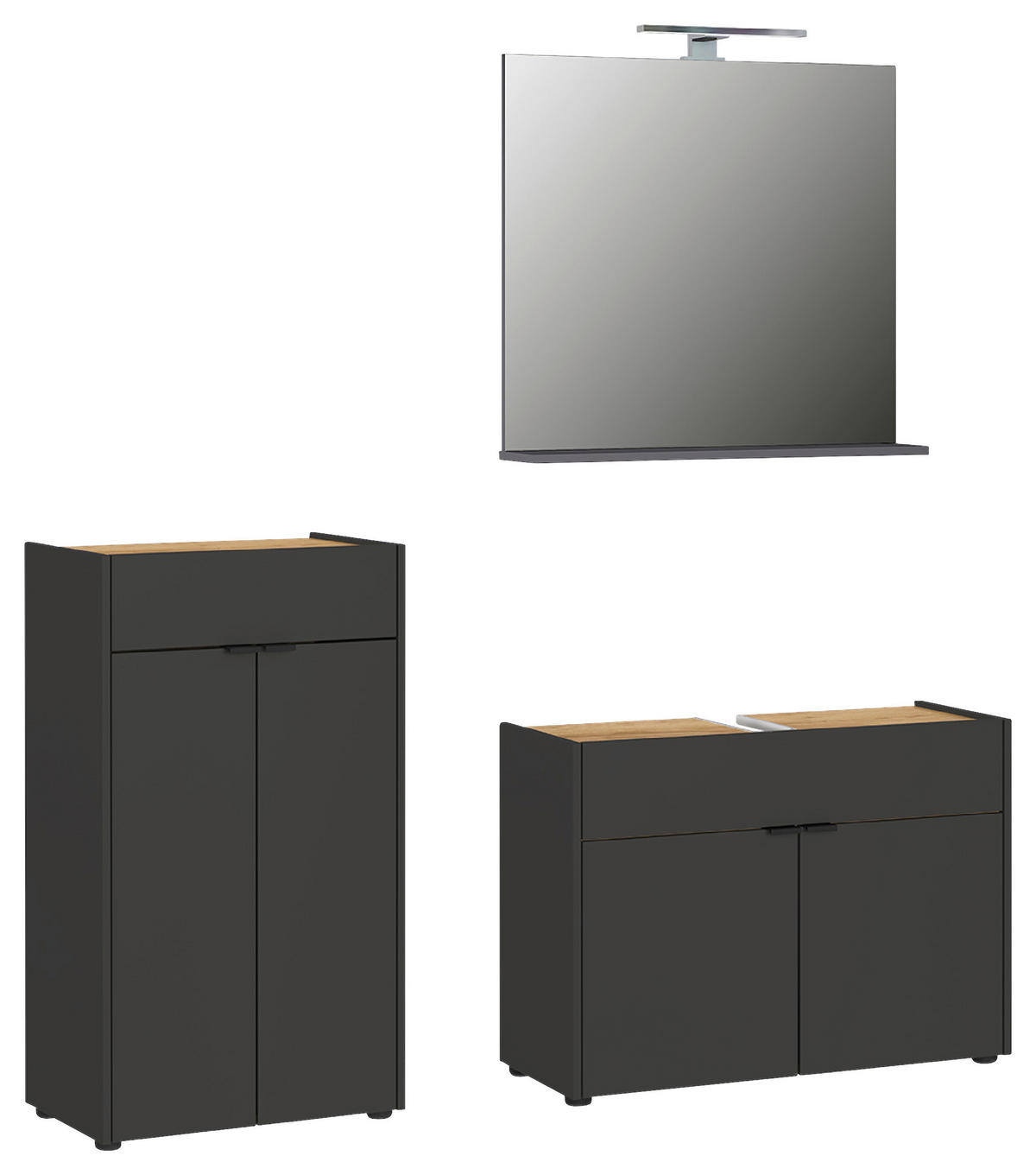 BADEZIMMER 3-teilig  in 151 cm  - Eichefarben/Schwarz, MODERN, Holzwerkstoff/Kunststoff (151cm) - Germania