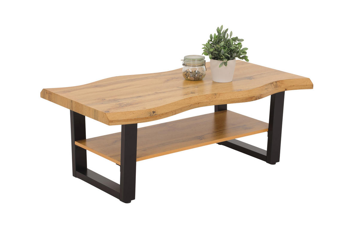 COUCHTISCH 110/60/42 cm rechteckig Schwarz, Wildeiche  - Wildeiche/Schwarz, Basics, Holzwerkstoff/Metall (110/60/42cm) - Boxxx