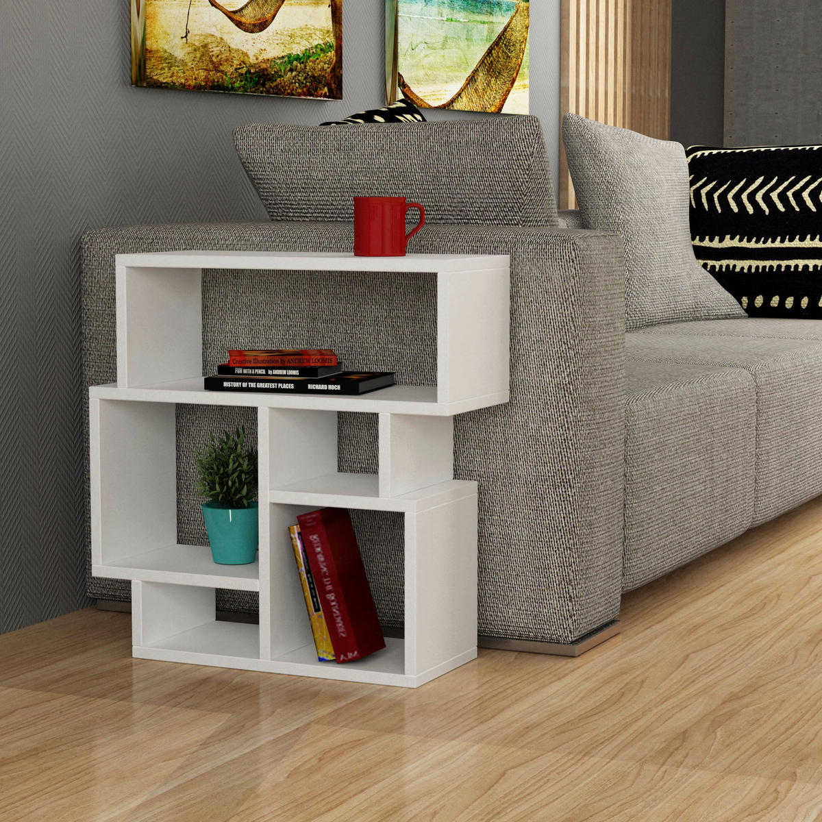 PRÍRUČNÝ STOLÍK, biela - biela, Design, kompozitné drevo (59/22/61cm) - Livetastic
