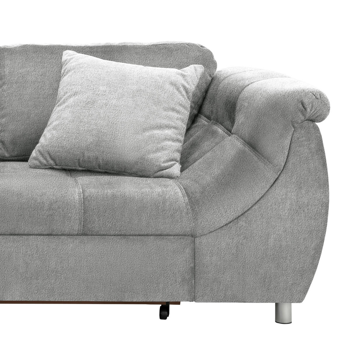 ECKSCHLAFSOFA  mit Liegefunktion, seitenverkehrt erhältlich Mikrofaser Silberfarben  - Chromfarben/Silberfarben, MODERN, Textil/Metall (190/250cm) - Livetastic