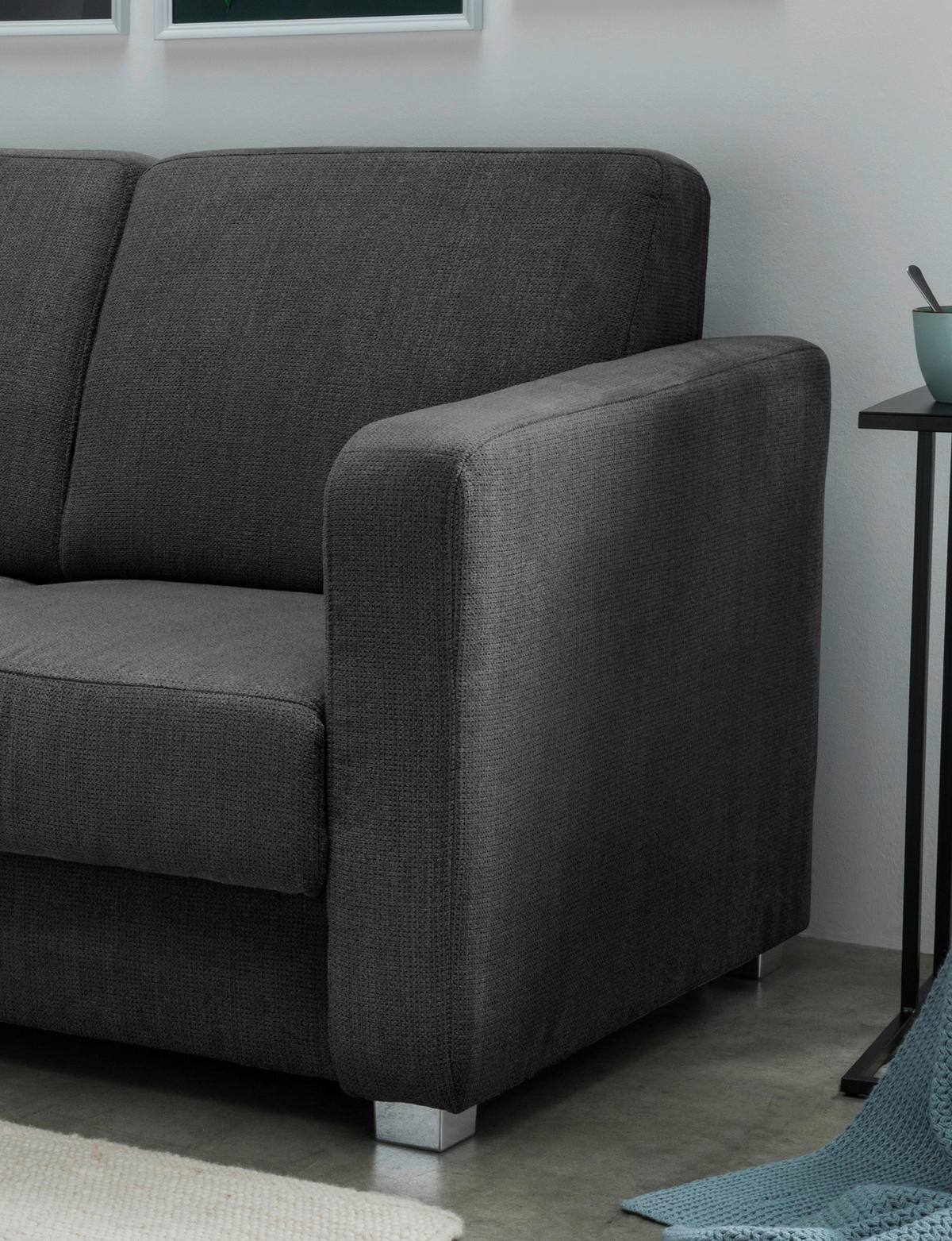 SCHLAFSOFA in Textil Anthrazit  - Chromfarben/Anthrazit, Basics, Kunststoff/Textil (159/88/87cm) - Livetastic