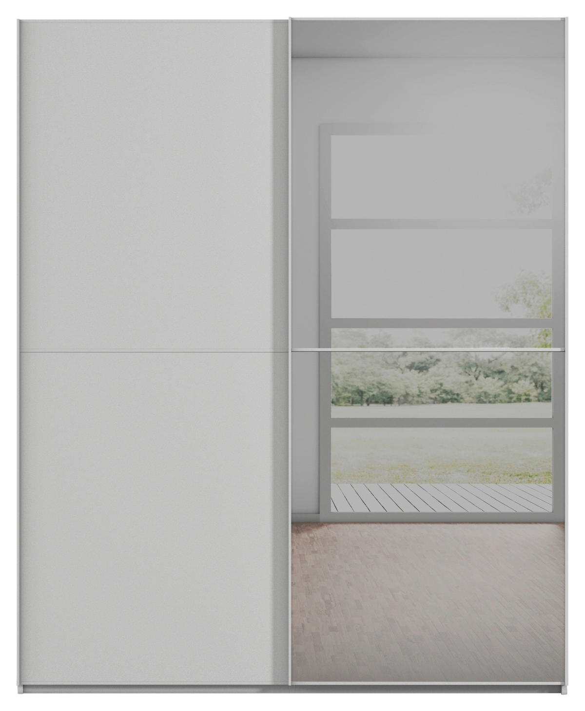 SCHWEBETÜRENSCHRANK 181/223/68 cm 2-türig Grau  - Grau, KONVENTIONELL, Glas/Holzwerkstoff (181/223/68cm) - Novel