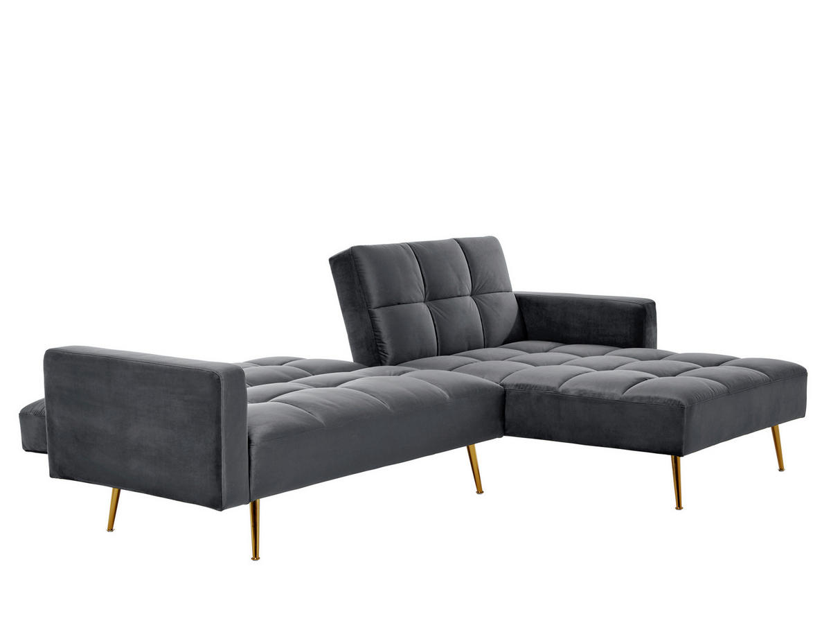 ECKSCHLAFSOFA CHILLAX POSH CORNER EU Grau, Platinfarben Samt  - Platinfarben/Goldfarben, MODERN, Holz/Textil (244/150cm) - Livetastic