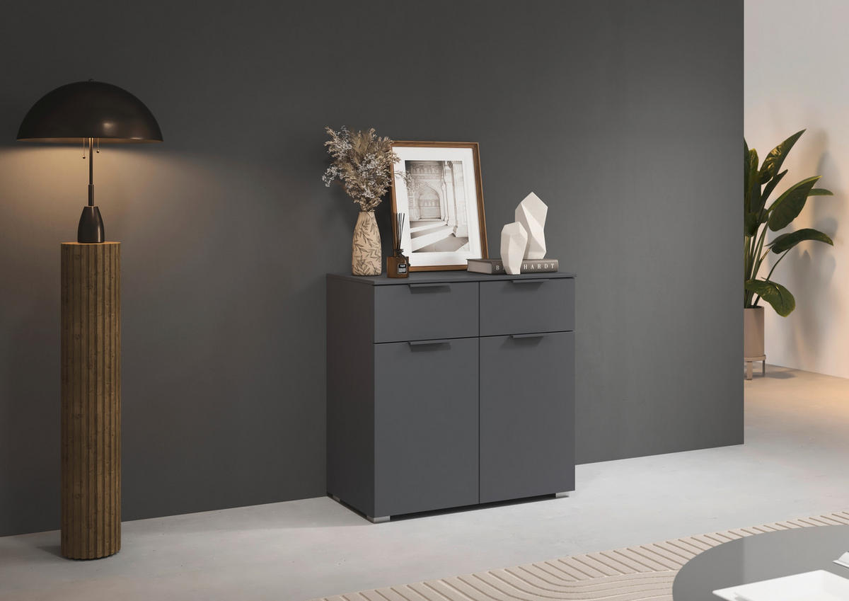 BYRÅ 80/81/42 cm  - aluminiumfärg/grå, Modern, trämaterial (80/81/42cm) - Rauch Möbel