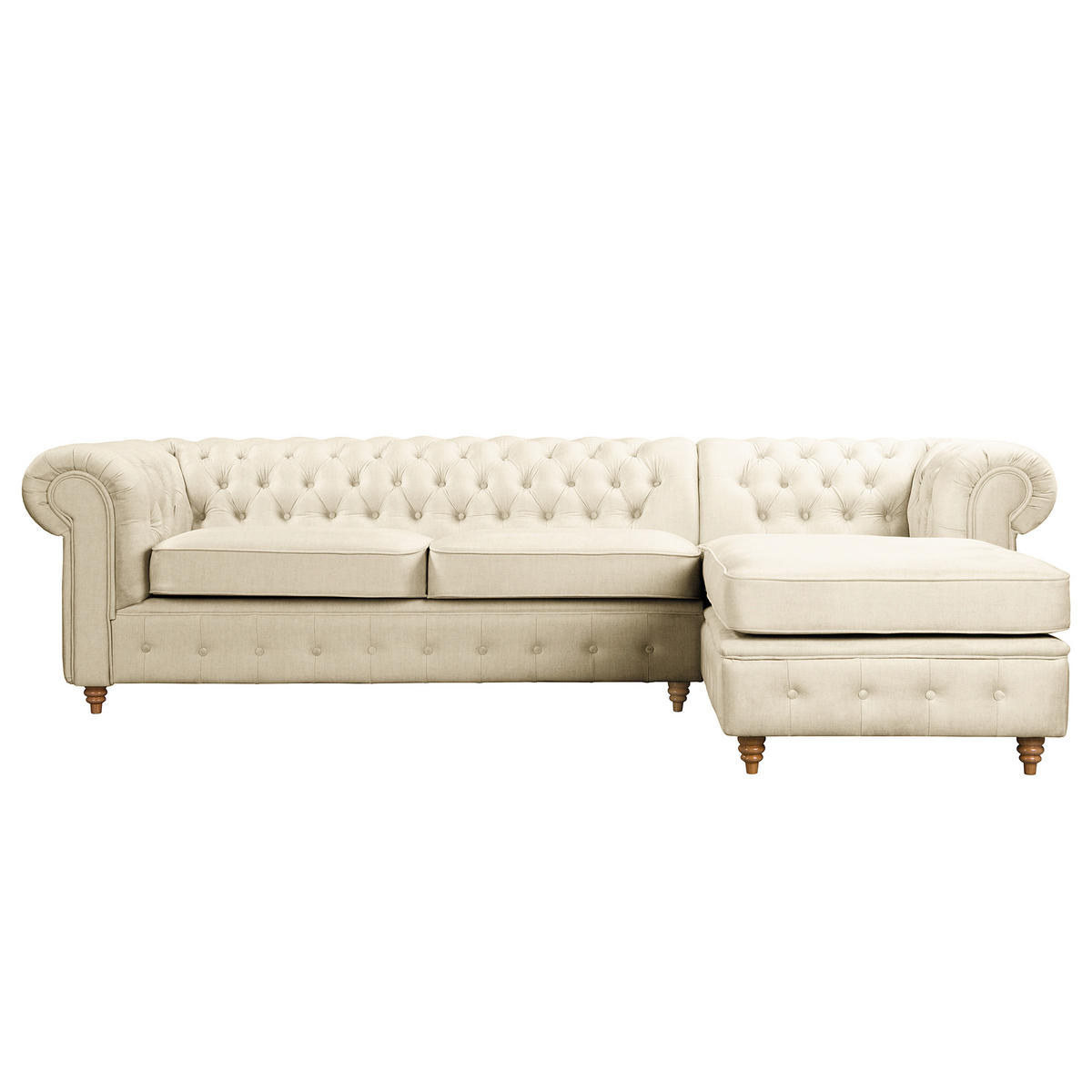 ECKSOFA Laura in Mikrofaser Creme  284/182 cm  - Creme/Braun, Design, Holz/Textil (284/182cm) - P & B