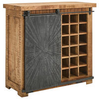 WEINSCHRANK  - Schwarz/Naturfarben, Design, Holz/Metall (90/85/40cm) - Ambia Home