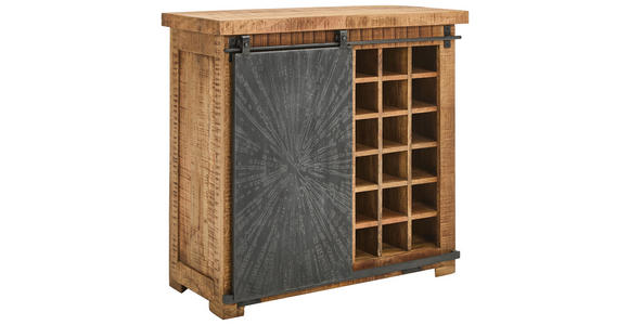 WEINSCHRANK  - Schwarz/Naturfarben, Design, Holz/Metall (90/85/40cm) - Ambia Home