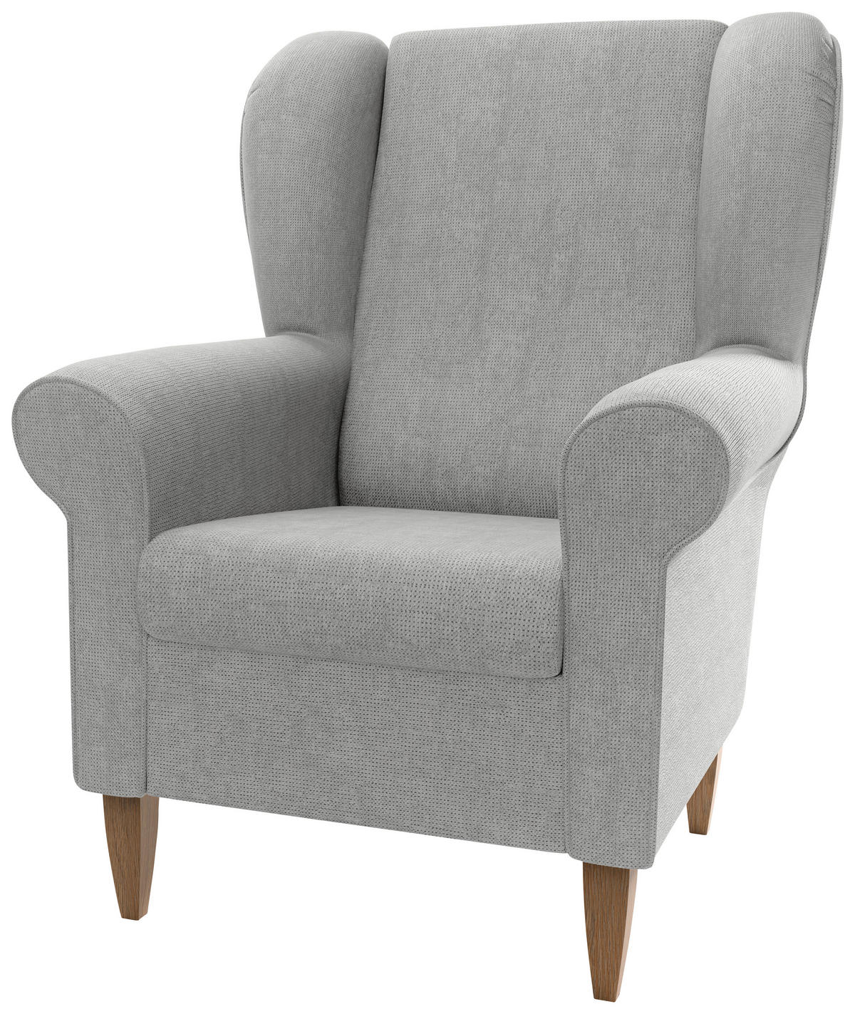 OHRENSESSEL ASINO Chenille Grau  - Naturfarben/Grau, KONVENTIONELL, Holz/Textil (80/102/86cm) - Livetastic