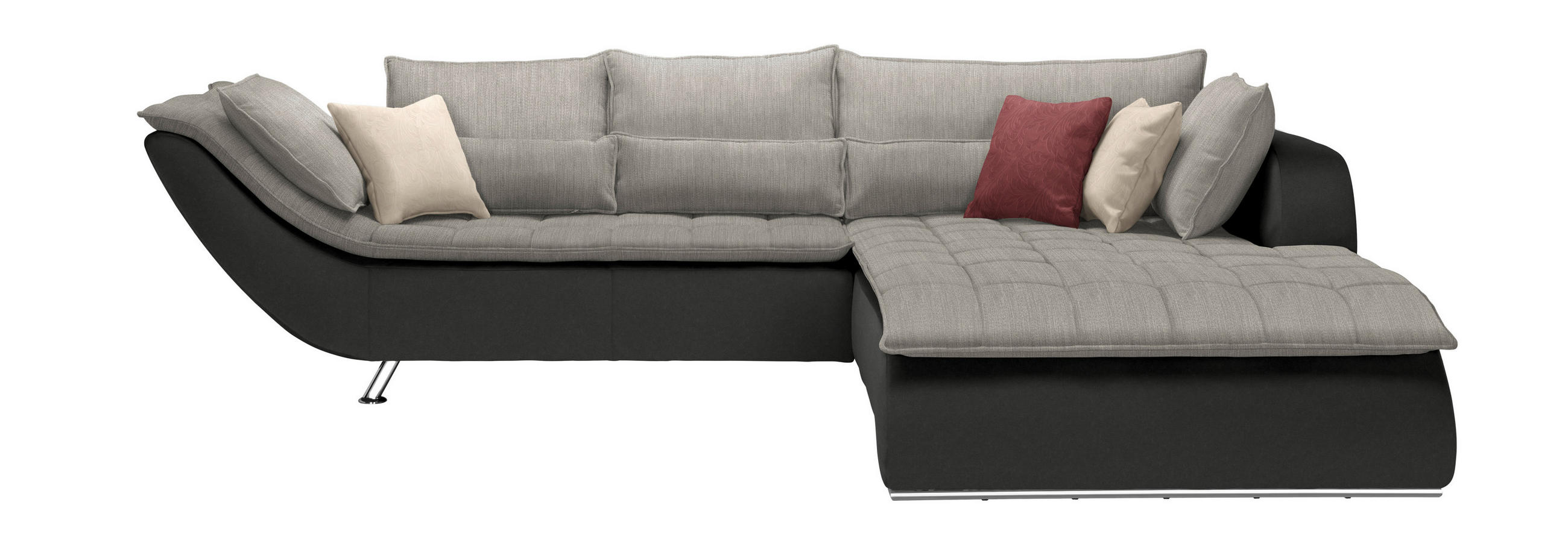 SOFFA i textil ljusgrå, mörkgrå  - mörkgrå/kromfärg, Design, metall/textil (300/220cm) - Livetastic
