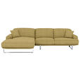 ECKSOFA Lesina in Webstoff Gelb  184/304 cm  - Gelb, Design, Textil/Metall (184/304cm) - Dieter Knoll