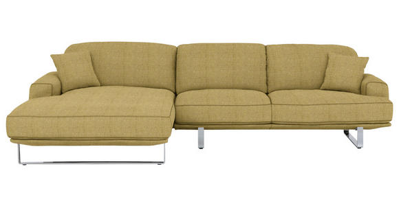 ECKSOFA Lesina in Webstoff Gelb  184/304 cm  - Gelb, Design, Textil/Metall (184/304cm) - Dieter Knoll