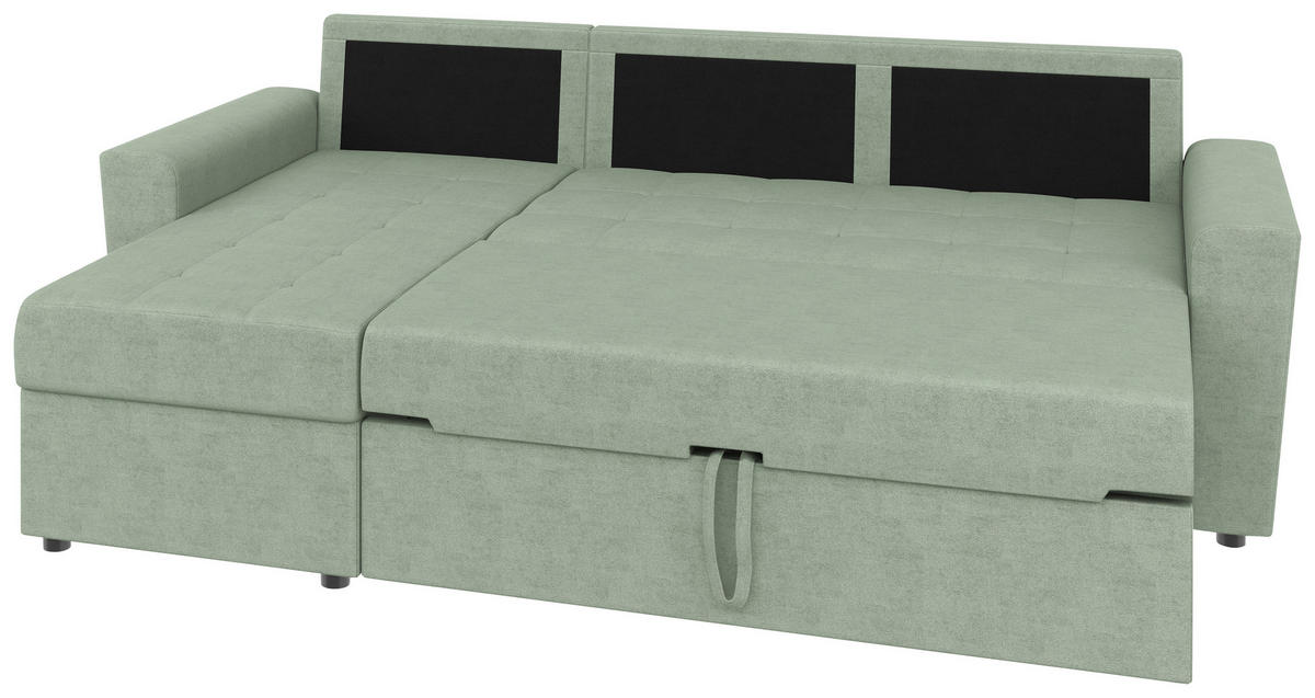 ECKSOFA TERMOLI in Jacquard Mintgrün  155/231 cm  - Schwarz/Mintgrün, Design, Kunststoff/Textil (155/231cm) - MID.YOU