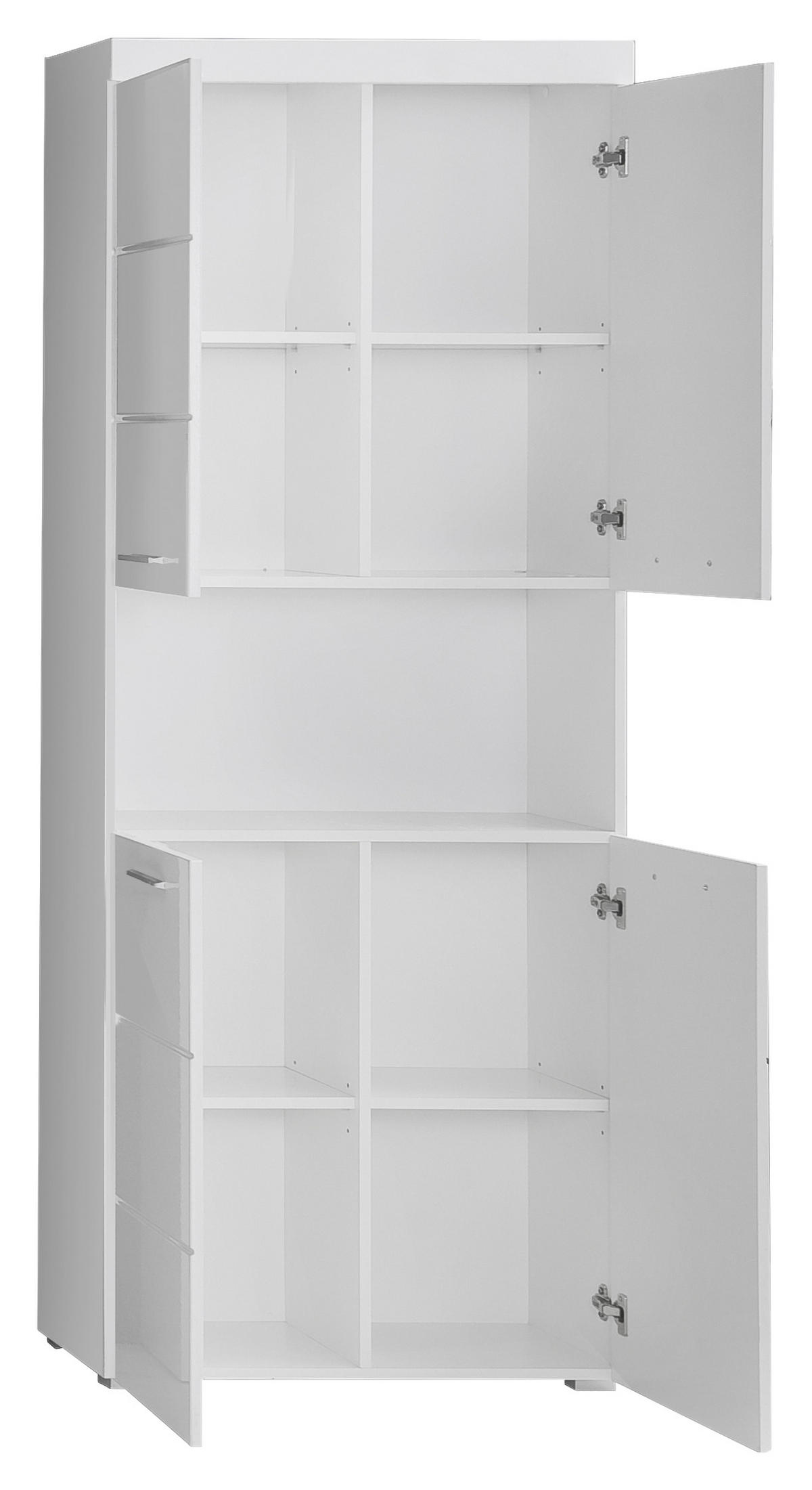 VYSOKÁ SKŘÍŇ, bílá, bílá, 73/190/31 cm - bílá/barvy stříbra, Moderní, kompozitní dřevo/plast (73/190/31cm) - MID.YOU