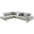 ECKSOFA  in Echtleder Silberfarben  230/290 cm  - Dunkelgrau/Anthrazit, Design, Leder/Metall (230/290cm) - Johann Jakob