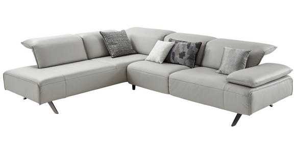 ECKSOFA  in Echtleder Silberfarben  230/290 cm  - Dunkelgrau/Anthrazit, Design, Leder/Metall (230/290cm) - Johann Jakob