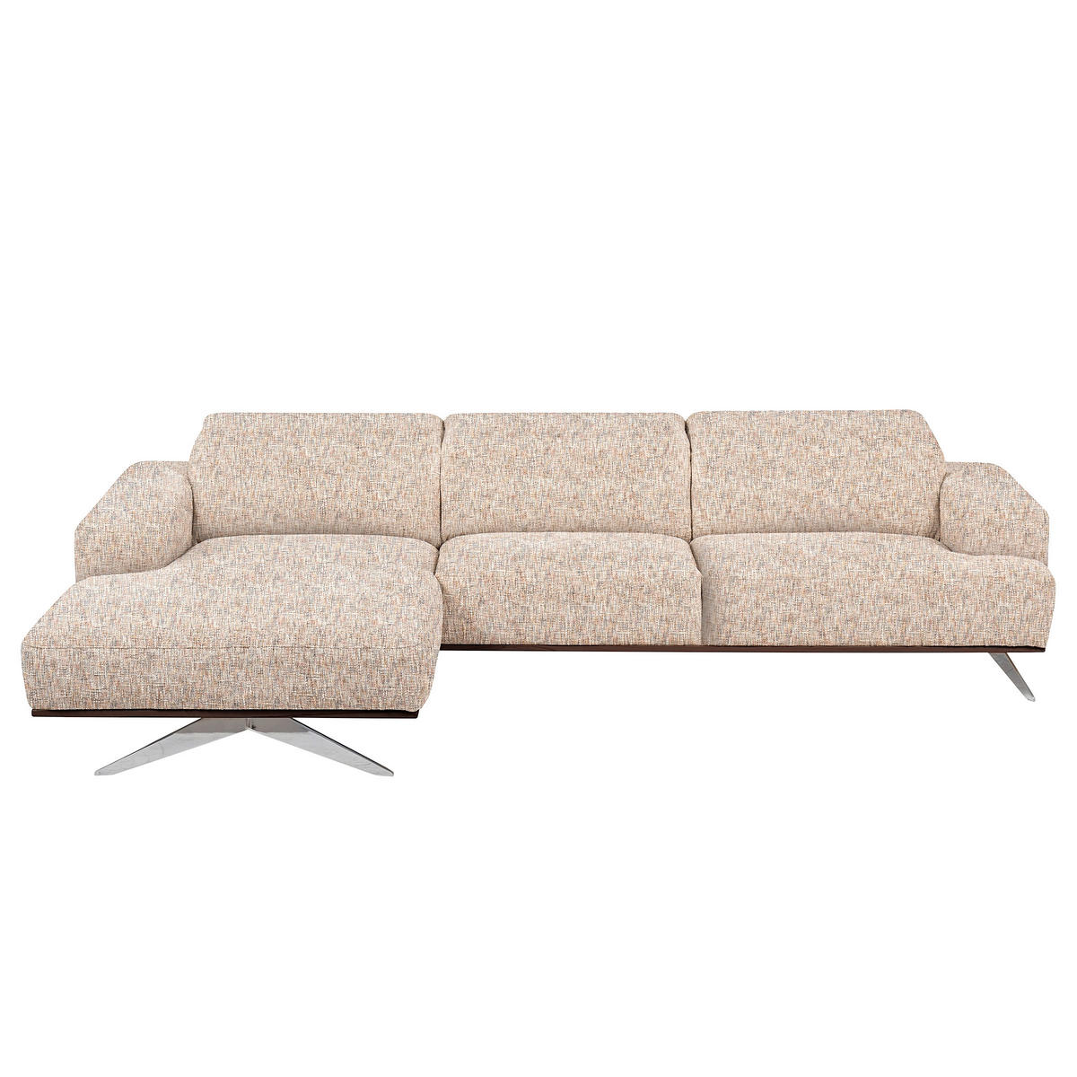 ECKSOFA PORTLAND in Struktur Blau, Gelb, Rot, Weiß Kopfteilverstellung  187/295 cm  - Chromfarben/Blau, Design, Holz/Textil (187/295cm) - Livetastic