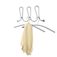 CUIER DE PERETE CU CÂRLIGE - culoare aluminiu, Basics, metal (39/20cm) - Carryhome
