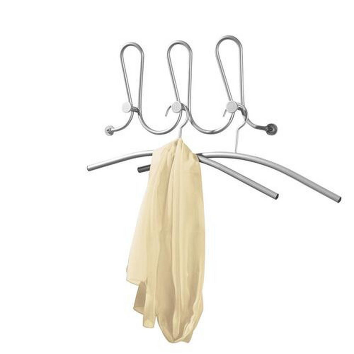 CUIER DE PERETE CU CÂRLIGE - culoare aluminiu, Basics, metal (39/20cm) - Carryhome