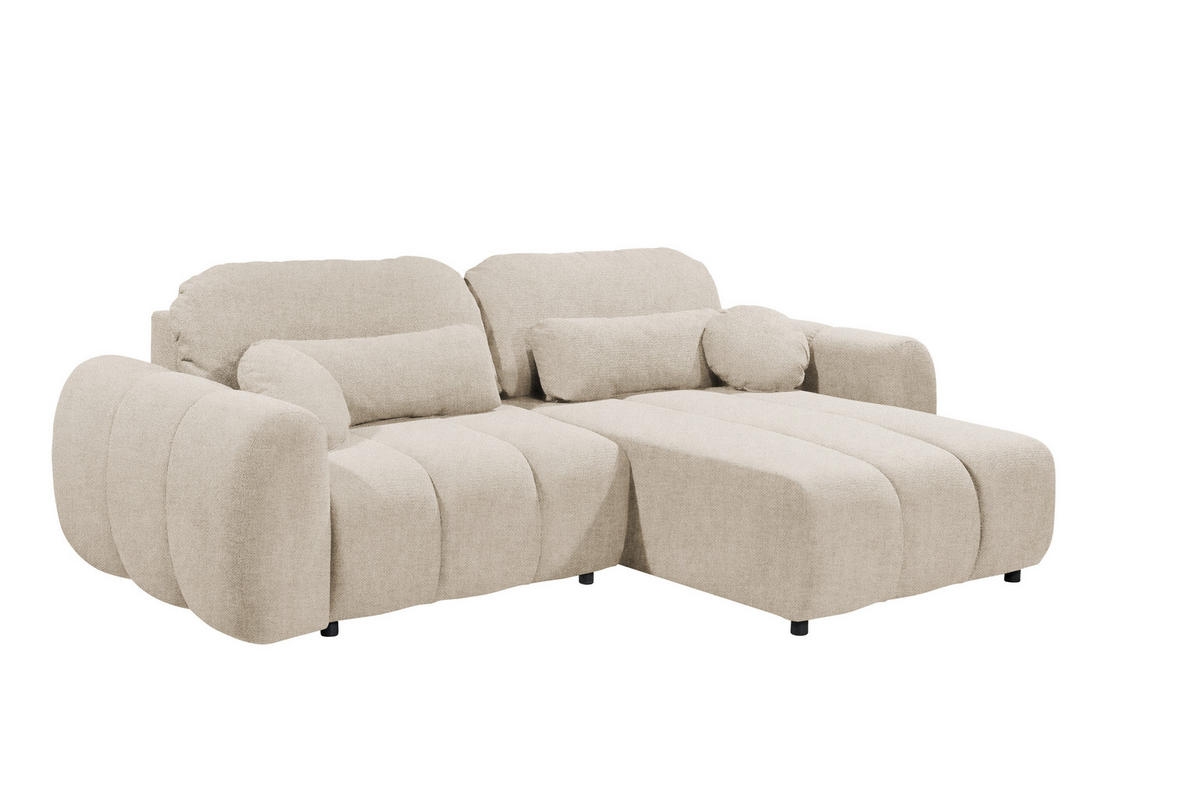 ECKSOFA Webstoff Perlmutt  - Perlmutt/Schwarz, Design, Kunststoff/Textil (260/192cm) - MID.YOU