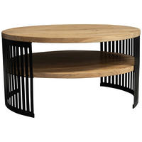 DOHÁNYZÓASZTAL fa, fém 75/75/40 cm   - akácia színű/fekete, Design, fa/fém (75/75/40cm) - Carryhome