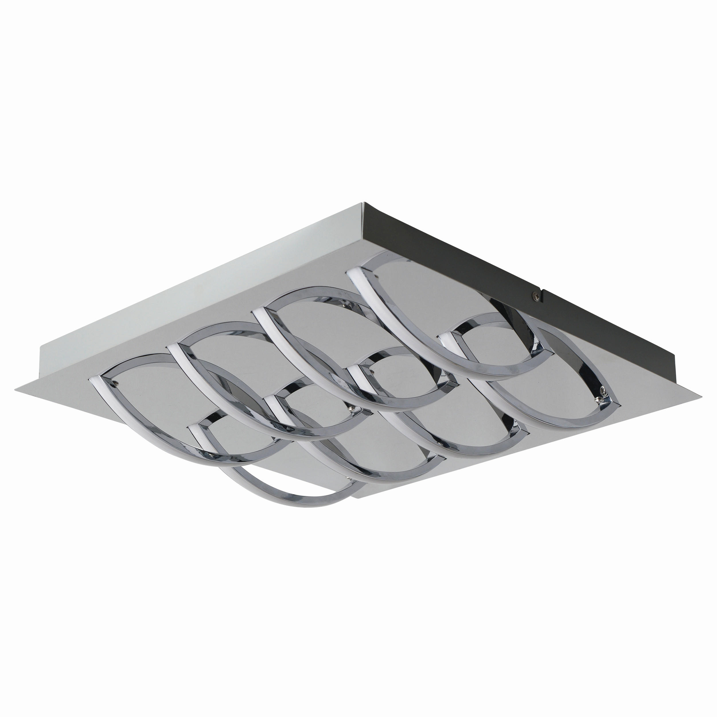LED-DECKENLEUCHTE Mancheste 41/41/8,5 cm   - Chromfarben/Opal, Basics, Kunststoff/Metall (41/41/8,5cm) - Näve