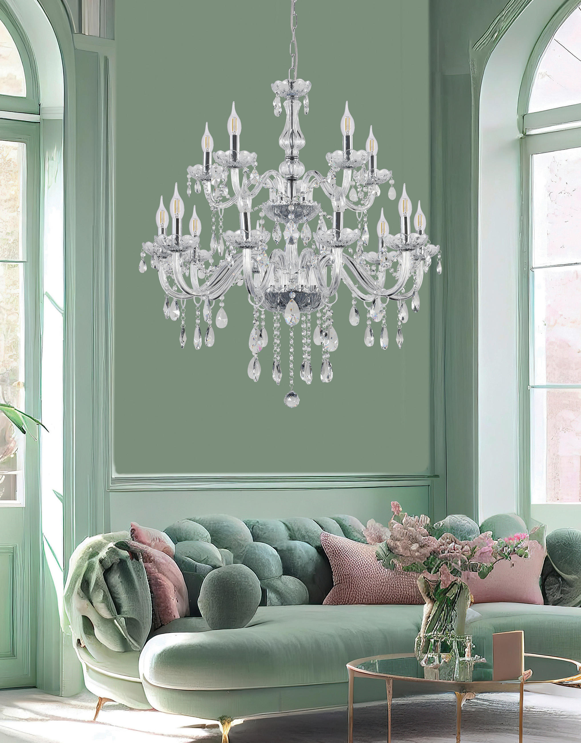 PENDELLEUCHTE 78/78/125 cm  - Chromfarben, KONVENTIONELL, Glas/Metall (78/78/125cm)