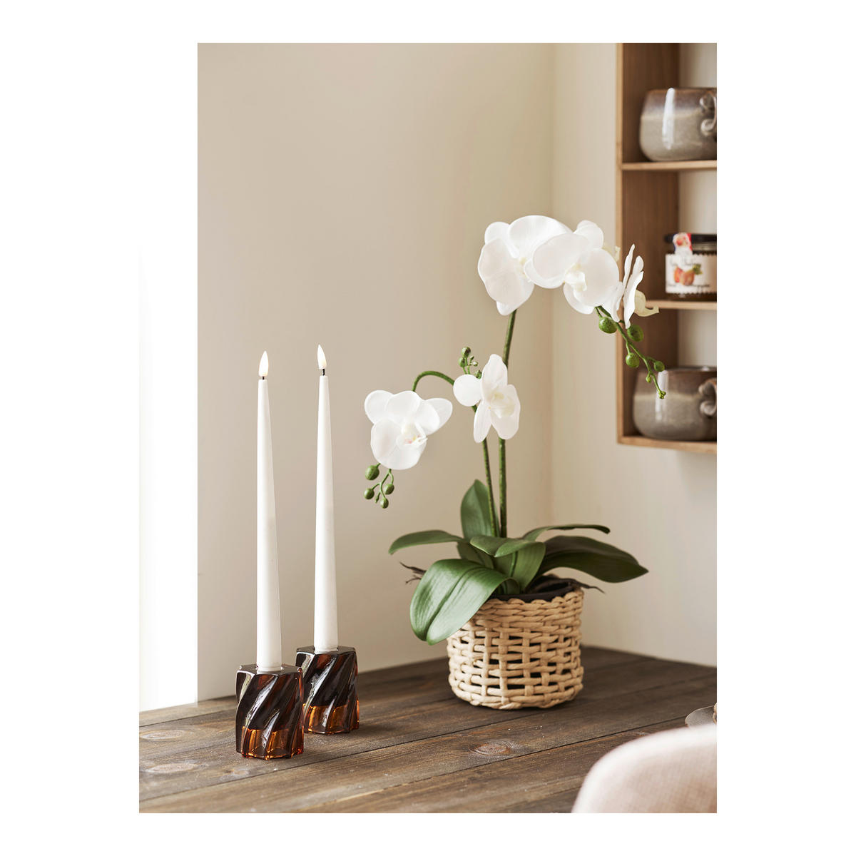 LJUSSTAKE SET  - brun, Basics, glas