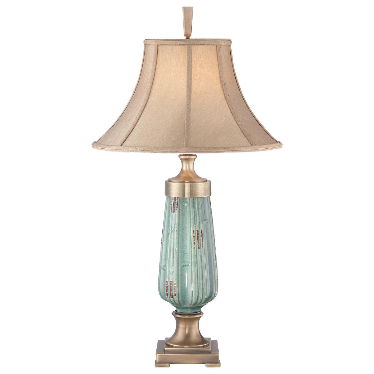 TISCHLEUCHTE 45.7/45,7/86,4 cm   - Messingfarben/Grün, Natur, Keramik (45.7/45,7/86,4cm) - Elstead Lighting