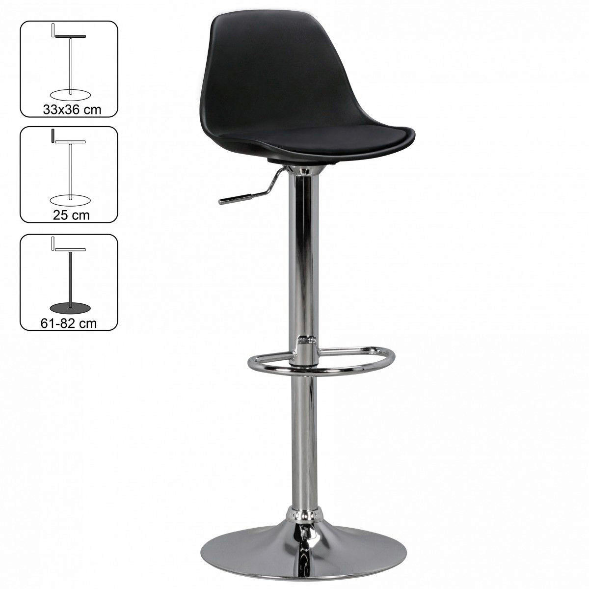 BARPALL i svart  - kromfärg/svart, Modern, metall/textil (40/104/40cm) - MID.YOU