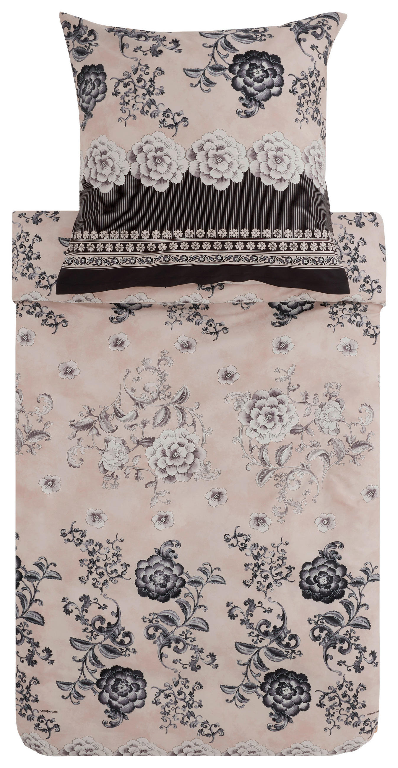 BETTWÄSCHESET Paraggi Satin 160/210 cm  65 cm/100 cm  - Schwarz, Design, Textil (160/210cm) - Bassetti