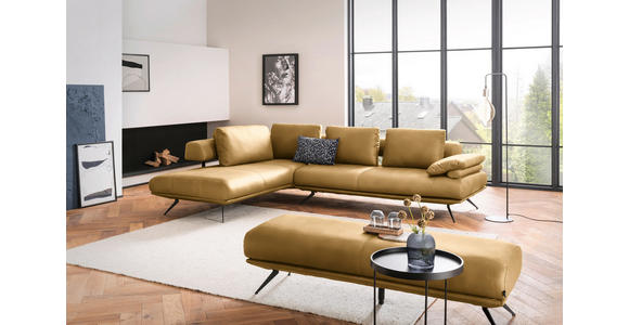 ECKSOFA in Echtleder Currygelb  - Currygelb/Schwarz, Design, Leder/Metall (231/305cm) - Dieter Knoll