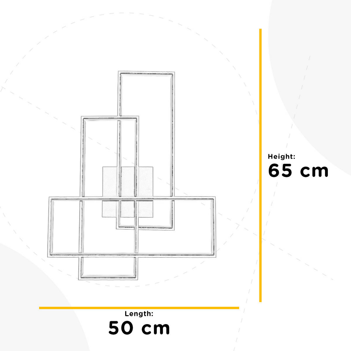 NÁSTĚNNÉ LED SVÍTIDLO, 50/65/10 cm - vysoce lesklá bílá, Design, kov (50/65/10cm)