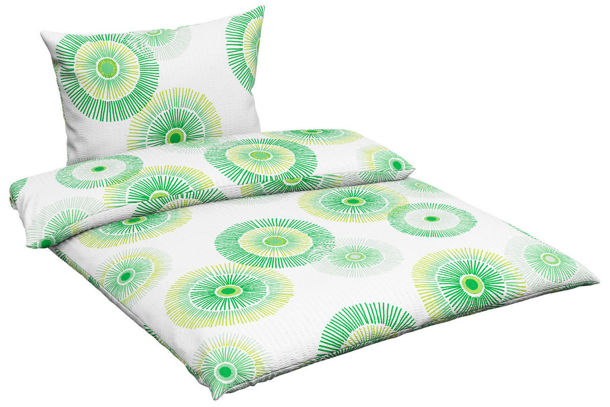 POSTELJINA MELLI 140/200 cm krep zelena, bela  - zelena/bela, Konvencionalno, tekstil (140/200cm) - Esposa
