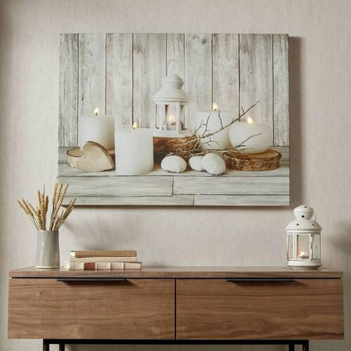 BILD Holz, Kerzen  - Multicolor, Basics, Holzwerkstoff/Textil (80/60/3cm) - Xora