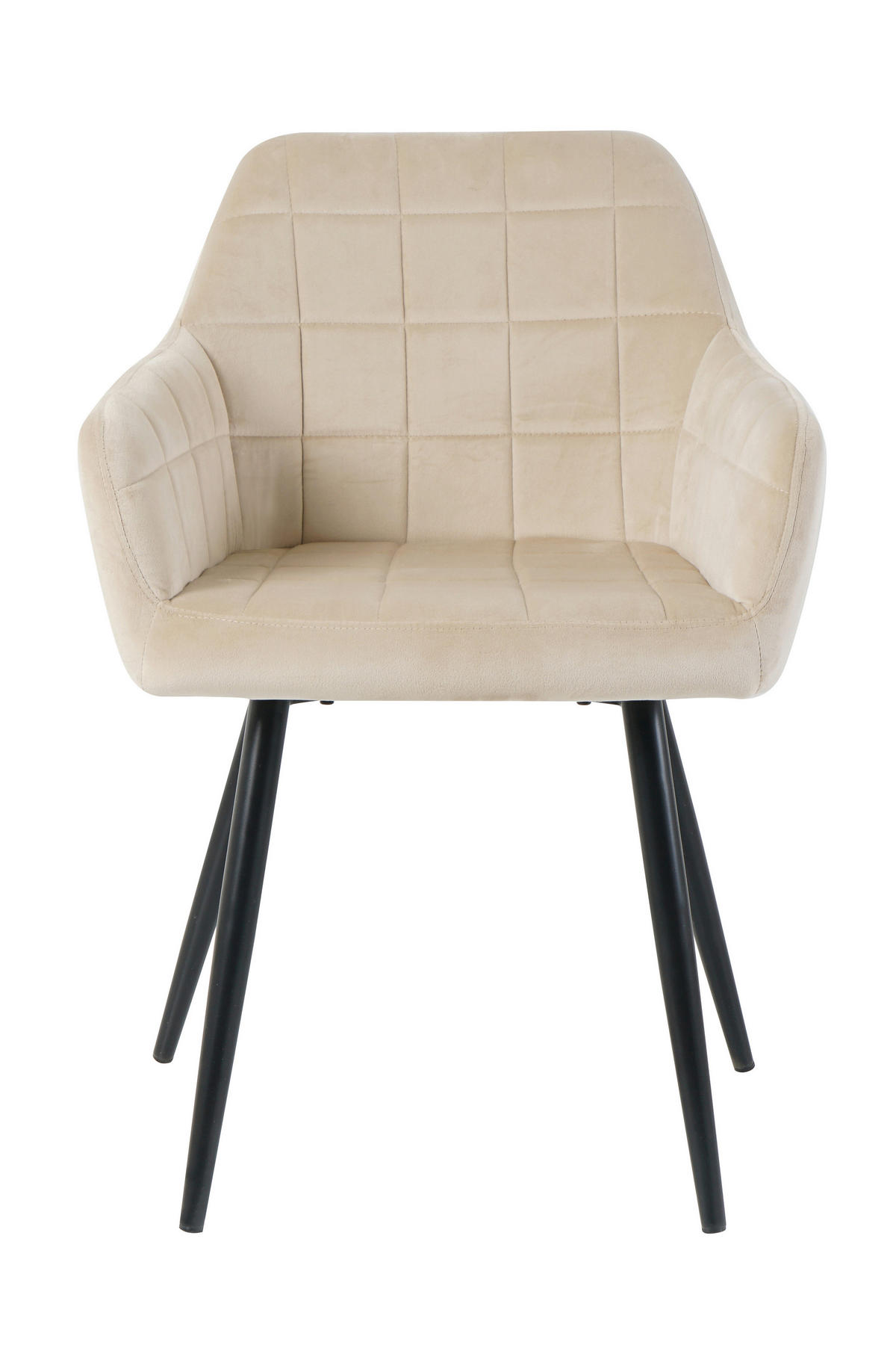ARMLEHNSTUHL-SET 2 Stück  in Samt  - Beige/Schwarz, Design, Textil/Metall (59/83/62cm) - Livetastic