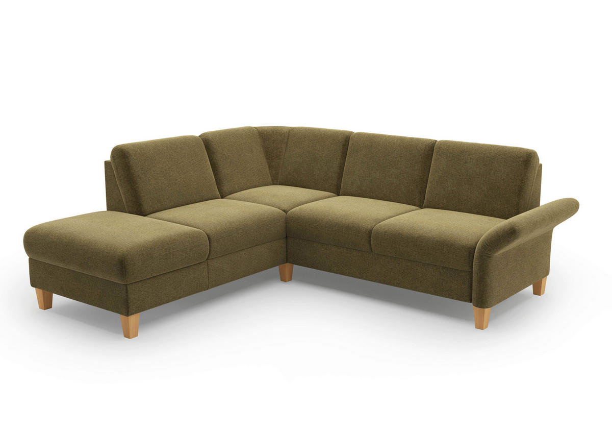 ECKSOFA ROCHELLE E Olivgrün Flachgewebe  - Eichefarben/Olivgrün, KONVENTIONELL, Holz/Textil (216/240cm) - Sit & More
