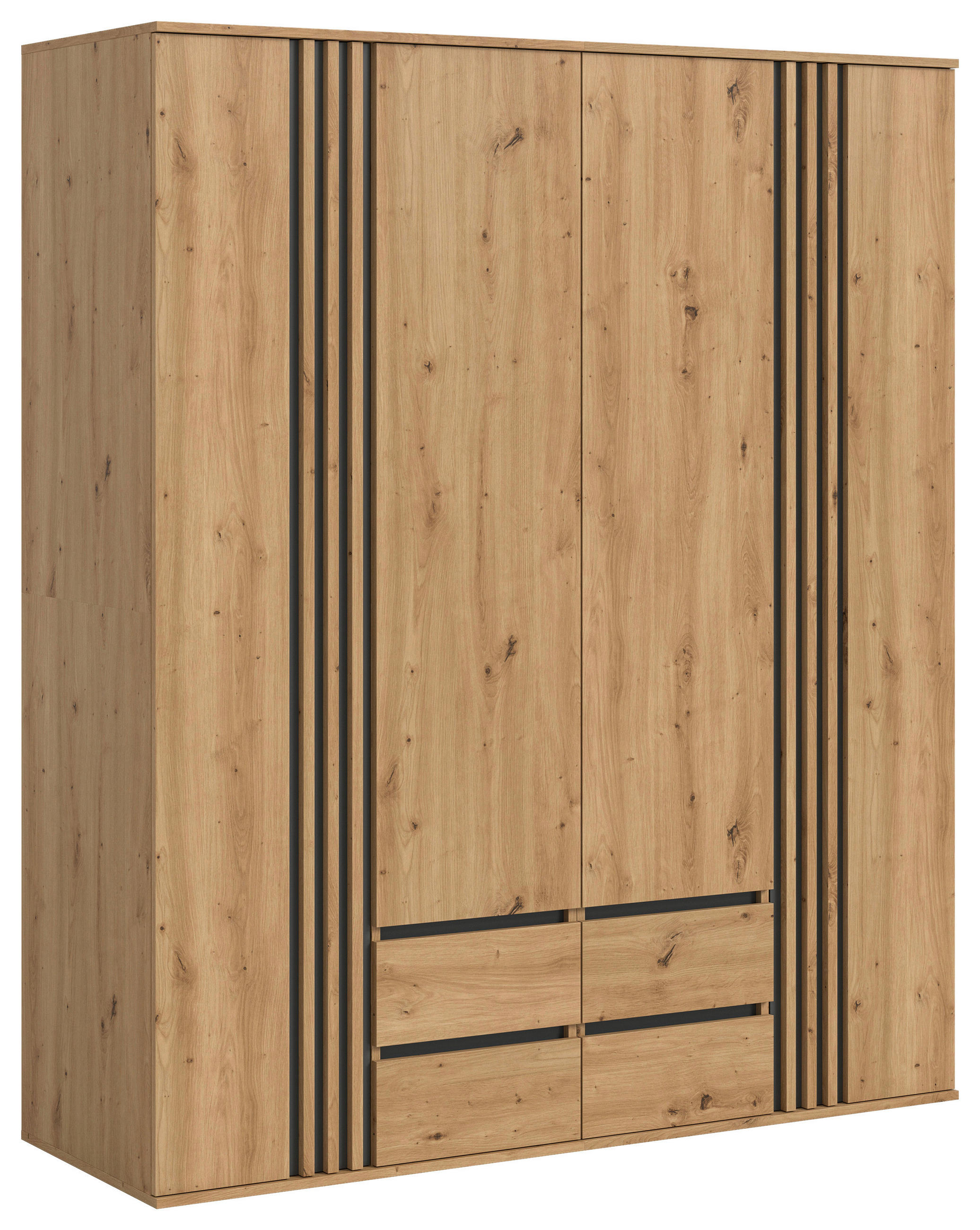 DREHTÜRENSCHRANK  in Anthrazit, Eiche Artisan  - Anthrazit/Eiche Artisan, ROMANTIK / LANDHAUS, Holzwerkstoff (160/192/56cm) - Livetastic