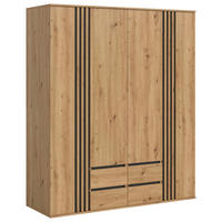 DREHTÜRENSCHRANK  in Anthrazit, Eiche Artisan  - Anthrazit/Eiche Artisan, ROMANTIK / LANDHAUS, Holzwerkstoff (160/192/56cm) - Livetastic