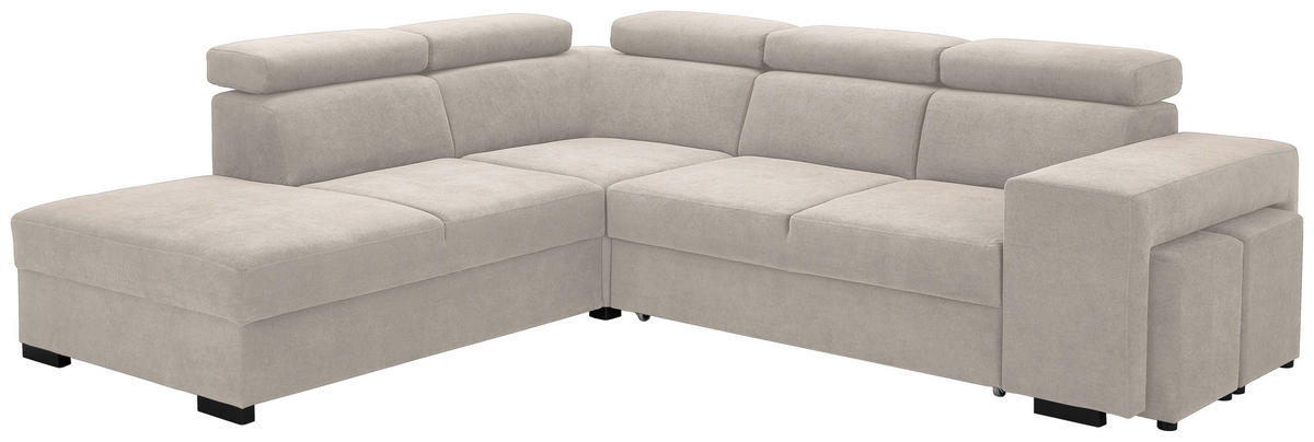 ECKSOFA Beige Webstoff  - Beige/Schwarz, KONVENTIONELL, Holz/Textil (244/283cm) - Carryhome