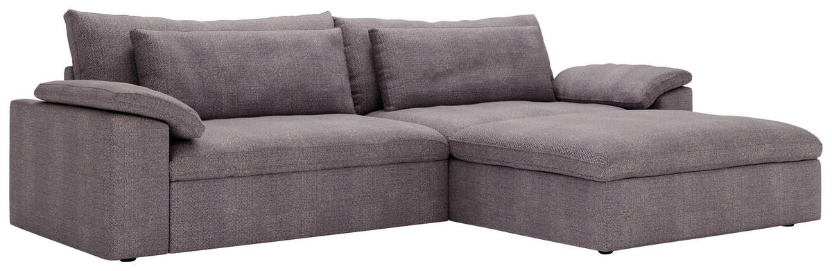 ECKSOFA  in Webstoff Grau, Lila  306/198 cm  - Lila/Schwarz, MODERN, Kunststoff/Textil (306/198cm) - Carryhome