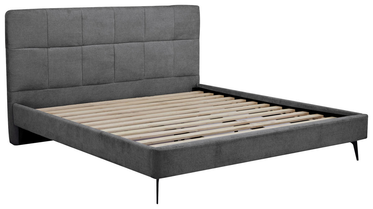POLSTERBETT 180/200 cm, inkl.  in Dunkelgrau  - Dunkelgrau/Schwarz, Design, Holz/Textil (180/200cm) - Boxxx