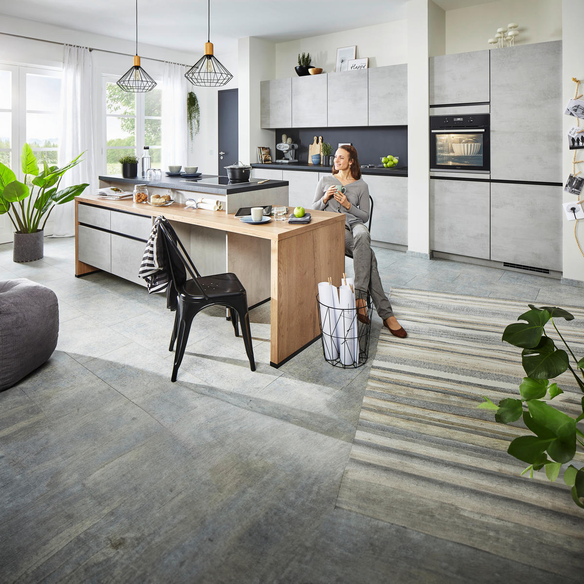EINBAUKÜCHE   - Grau, Design, Holzwerkstoff - Celina