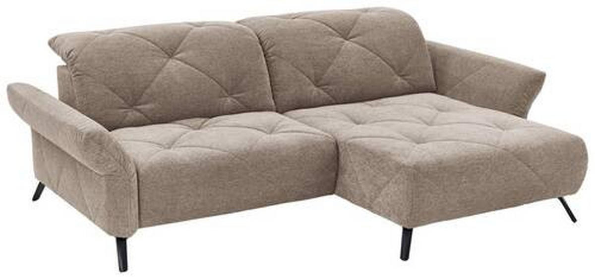 ECKSOFA in Webstoff Taupe  - Taupe/Schwarz, Design, Textil/Metall (244/173cm) - Moderano