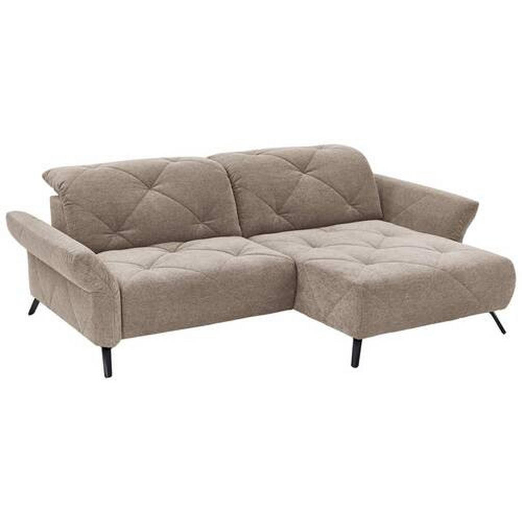 Thumbnail - Moderano Ecksofa Beach, Taupe, Textil, 2-Sitzer, Ottomane rechts, L-Form, 244x173 cm, Lederauswahl, Stoffauswahl, Rücken...