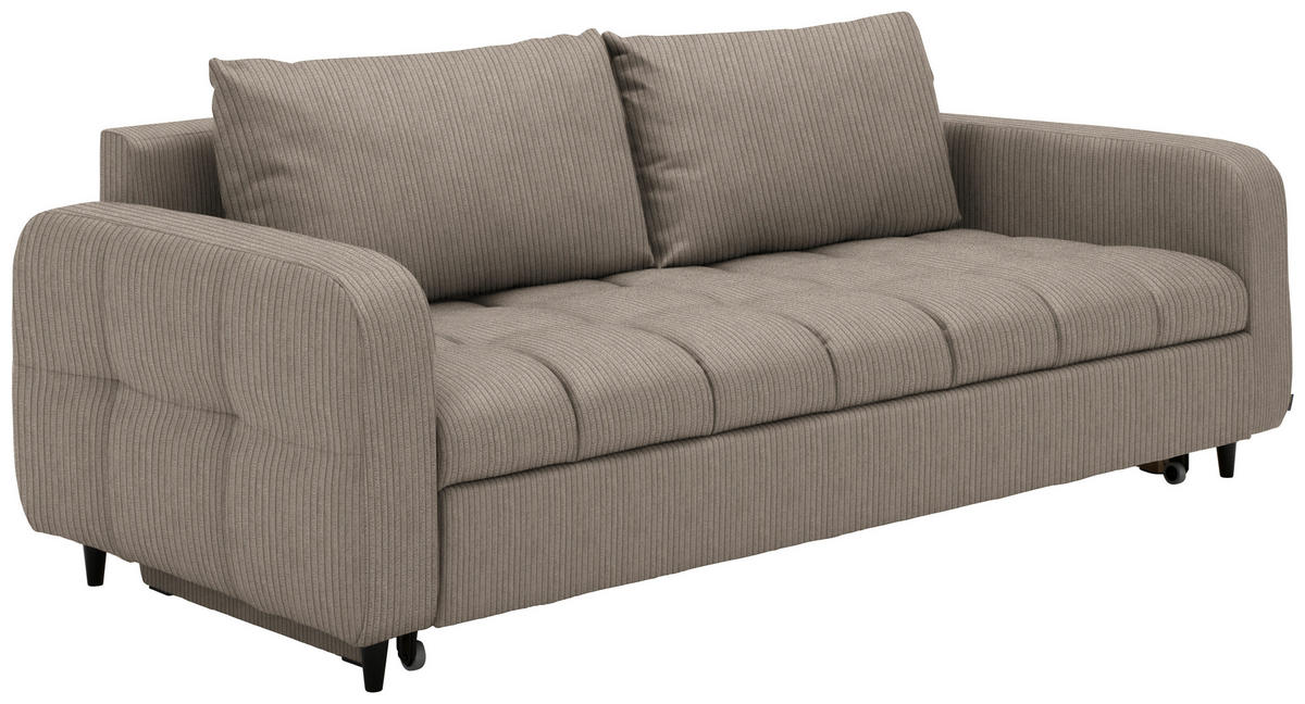 SCHLAFSOFA  in Cord, Velours Taupe  - Taupe/Schwarz, Design, Holz/Textil (236/88/101cm) - Lomoco
