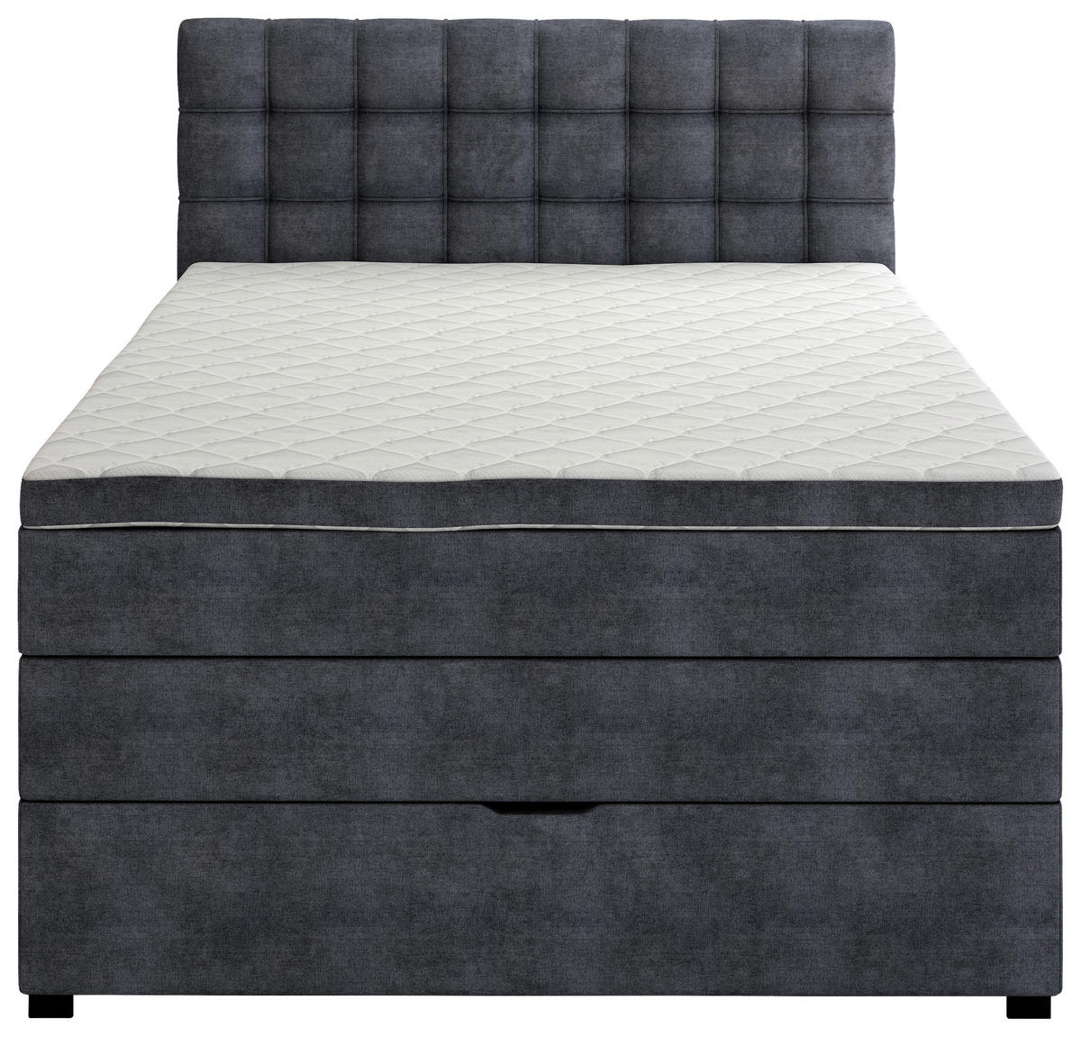 BOXSPRINGBETT 120/200 cm,  in Schwarz, Matratze, Bettkasten, Topper, H3 = fest  - Schwarz, KONVENTIONELL, Kunststoff/Textil (120/200cm) - Boxxx